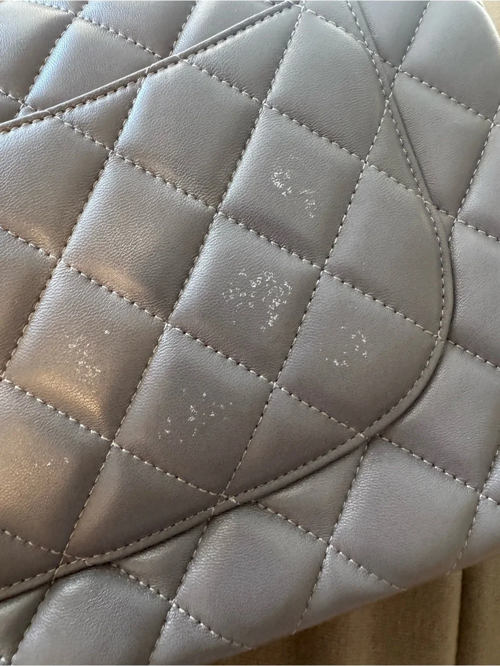 CHANEL Quilted Classic Flap Shoulder Bag in Gray